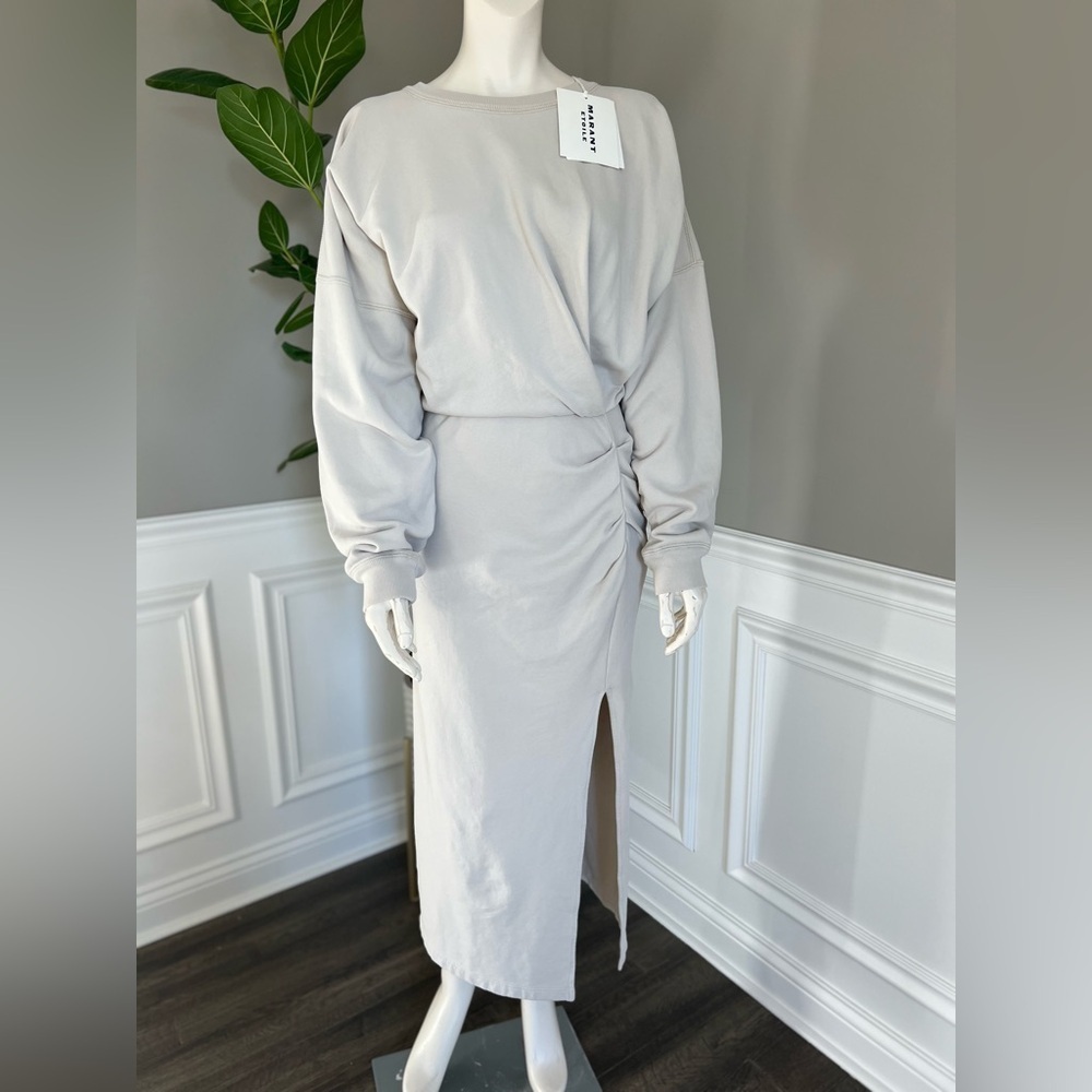 MARANT ÉTOILE Mafalda Salomon Long Sleeve Cotton Fleece Midi Dress 38 NWT 550$ - Picture 9 of 14